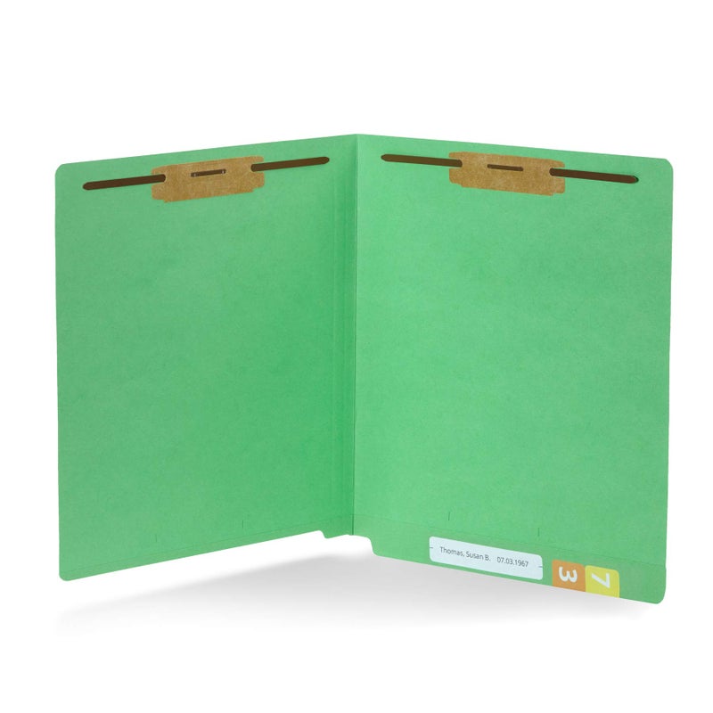 Blue Summit Supplies 50 Green End Tab Fastener File Folders - Reinforced Straight Cut Tab - Durable 2 Prongs Designed to Organize Standard Medical Files, Receipts, Office Reports, and More - Letter Size, Green, 50 Pack - Image 1